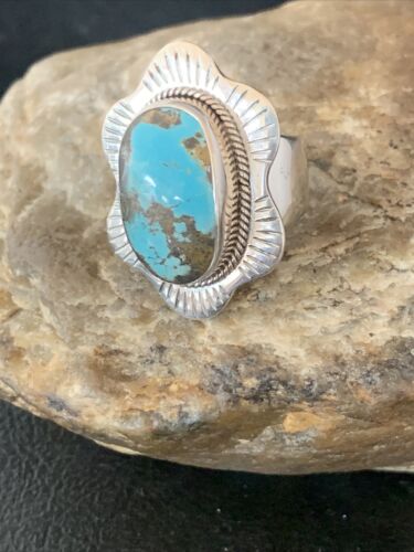 Southwestern Navajo Blue Kingman Turquoise Ring | Sterling Silver | Sz 6 | 13784