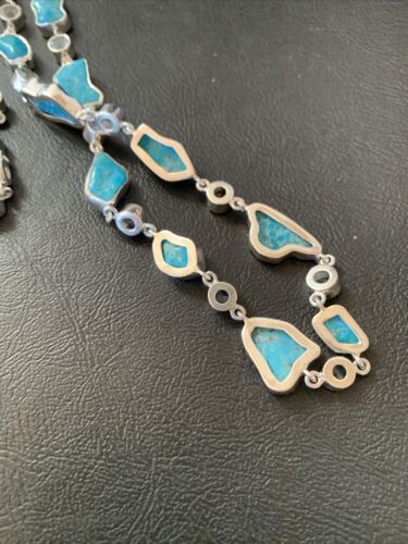 Navajo Blue Kingman Turquoise Topaz Pendant Necklace | Sterling Silver | 30" | 11782
