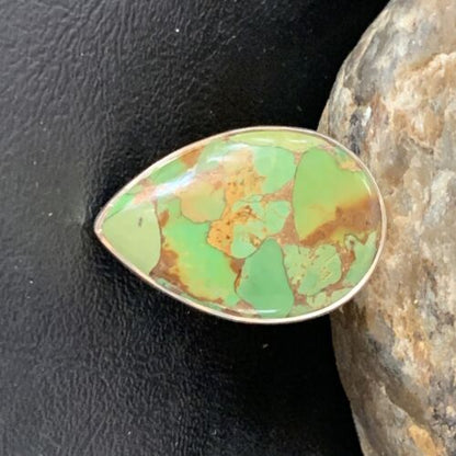 Adjustable Navajo Green Mojave Turquoise Ring | Sterling Silver | Sz 8 | 11721