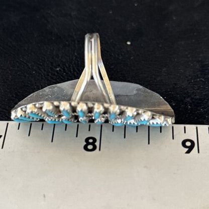 Zuni Blue Turquoise Cluster Ring | Authentic Native American Sterling Silver | Multi-Stone Needle Point | Sz 10 | 14566