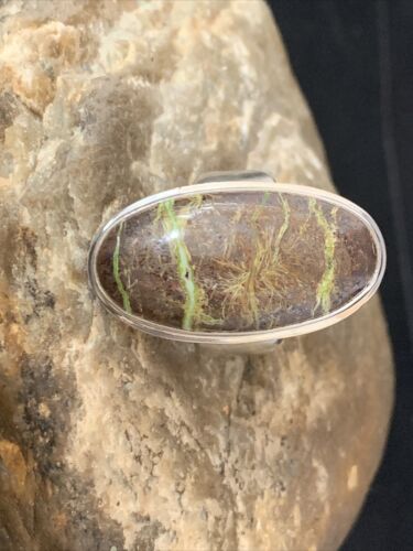 Navajo Green Gaspeite Ring | Sterling Silver | Sz 8.5 | Authentic Native American Handmade | 13781