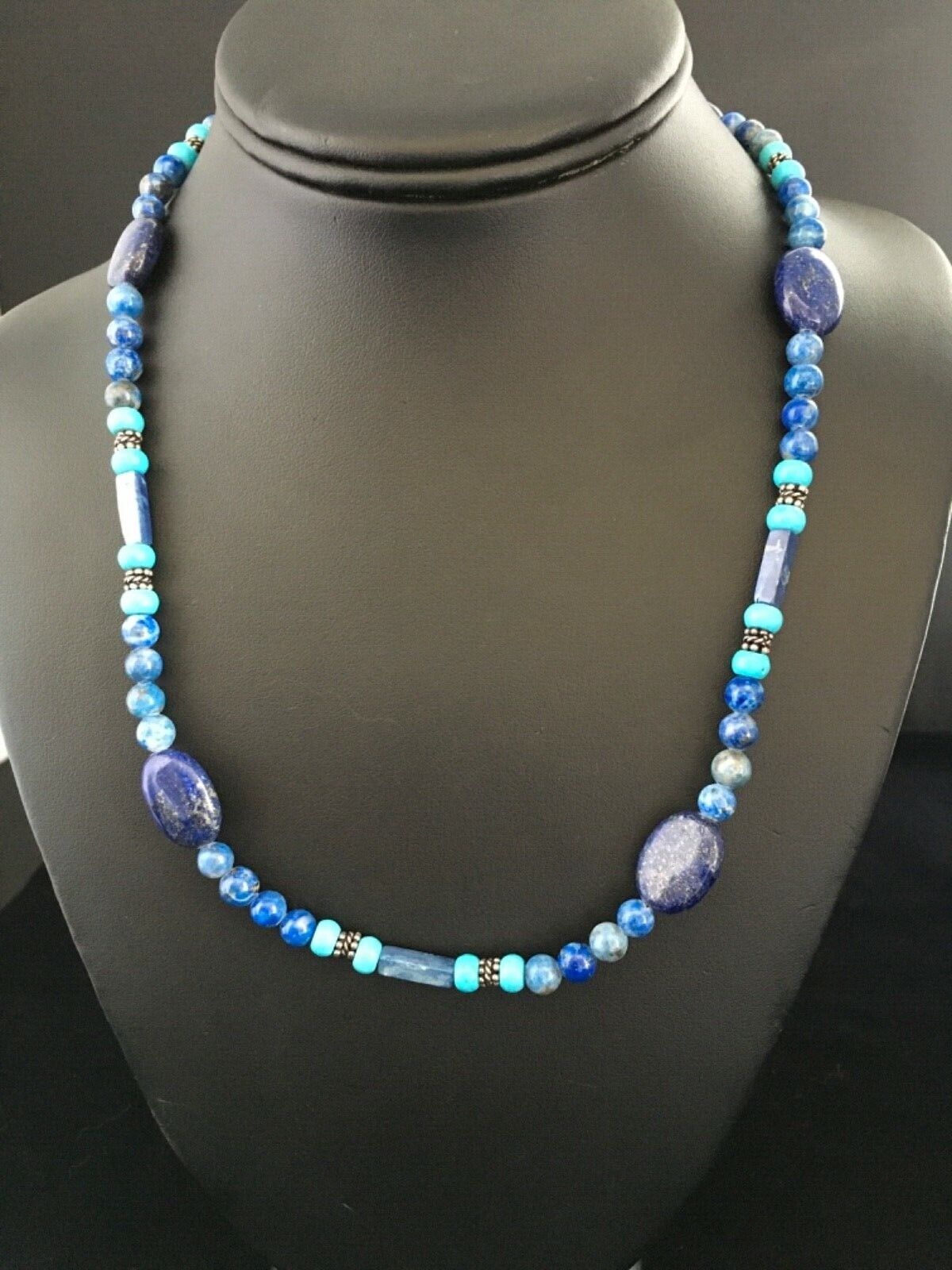 Native American Men's Navajo Lapis Lazuli Turquoise Necklace | Sterling Silver | 18" | 1726