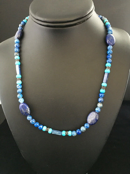 Native American Men's Navajo Lapis Lazuli Turquoise Necklace | Sterling Silver | 18" | 1726