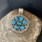 Navajo Blue Turquoise and Multi-Stone Round Cluster Pendant | Authentic Native American Sterling Silver | 2" | 2096