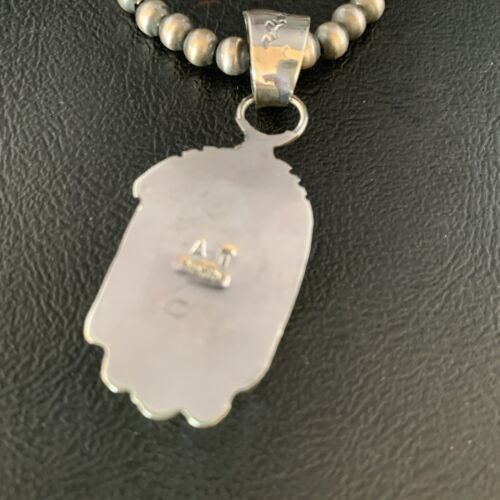 Navajo Orange Spiny Oyster Square Pendant Necklace | Sterling Silver | Authentic Native American Handmade | 13639