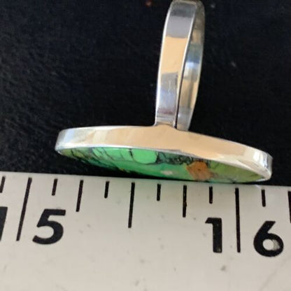 Southwestern Navajo Green Mojave Turquoise Ring | Sterling Silver | Sz 7 | 14039