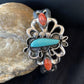 Men's Navajo Kingman Turquoise & Spiny Oyster Bracelet | Sterling Silver | Authentic Native American Handmade | 01031
