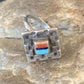Navajo Blue Turquoise Coral Inlay Ring | Sz 5 | Authentic Native American Handmade | 13130