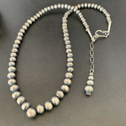 Authentic Native American Navajo Pearls Graduated Necklace | Single Strand | Sterling Silver | 18" | 10884