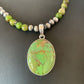 Navajo Pearl Necklace with Green Mojave Turquoise Pendant | Sterling Silver | 11757