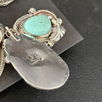 Navajo Blue #8 Turquoise Dangle Earrings | Sterling Silver | Authentic Native American Handmade | 14338