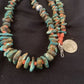 Navajo Green Turquoise & Spiny Oyster  Necklace | Sterling Silver | 26" Graduated | Authentic Native American | 609