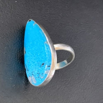 Navajo Blue Kingman Turquoise Ring | Sterling Silver | Sz 10 | Authentic Native American Handmade | 11728 - Masha USA