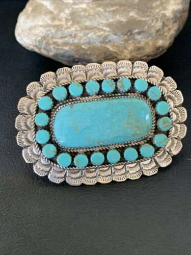 Navajo Blue Turquoise Cluster Ring | Authentic Native American Sterling Silver | Multi-Stone | Sz 9.5 | 12229