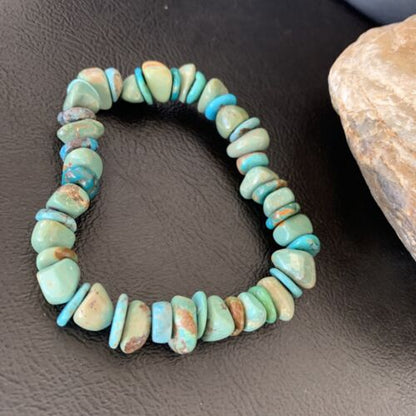 Men's Women's Stretch Bracelet | Blue Green Turquoise Stone | 7" | 11827