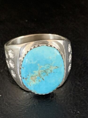 Southwestern Navajo Blue Kingman Turquoise Ring | Sterling Silver | Sz 11 | 14140
