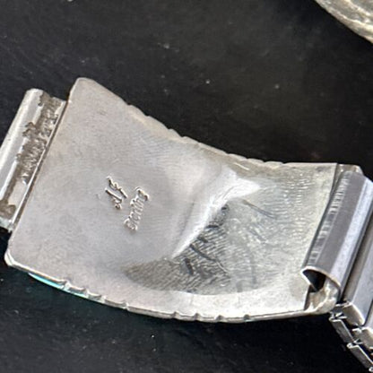 Authentic Navajo Men's Wristwatch | Blue Turquoise Inlay | Sterling Silver Tips | Native American Jewelry | 14395