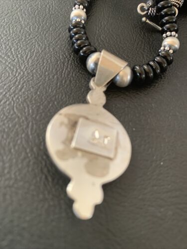 Navajo Pearls Black Onyx Bead Necklace | Sterling Silver | Authentic Native American Handmade | 2085