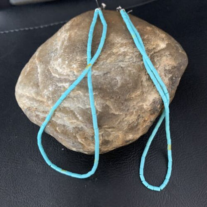 Navajo Silver Heishi Beads Turquoise Earrings | Sterling Silver | 5" | 13504