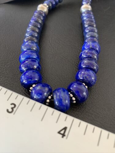 Navajo Lapis Lazuli Graduated Necklace | Sterling Silver | Authentic Native American | 18" | 11802