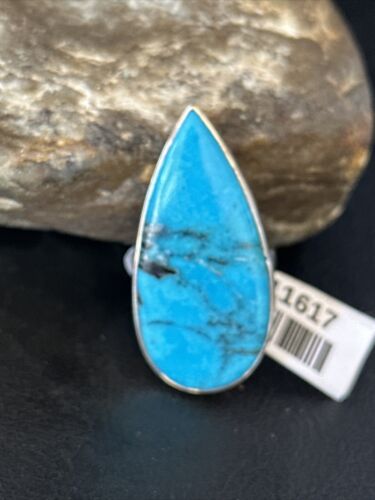 Women's Navajo Handmade Blue Kingman Turquoise Ring | Sterling Silver | Sz 9 | 11617