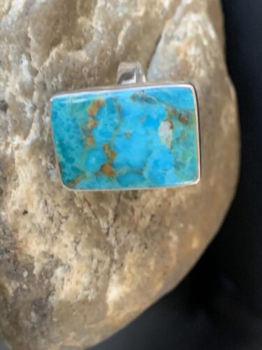 Navajo Blue Kingman Turquoise Ring | Sterling Silver | Sz 8 | Authentic Native American Handmade | 12789