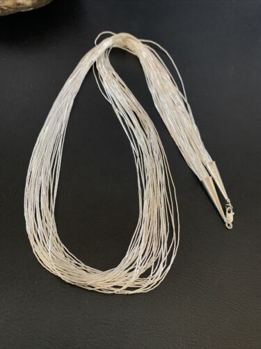 Southwestern Liquid Silver Heishi Necklace | 30 Strands | Sterling Silver Tubes | 26" | 02215