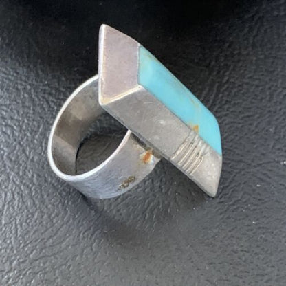 Native American Handmade Navajo Blue Turquoise Inlay Band Ring | Sz 7 | 12855
