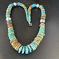 Navajo Blue Green Turquoise Bead Necklace | Sterling Silver | Authentic Native American | 20" | 14243