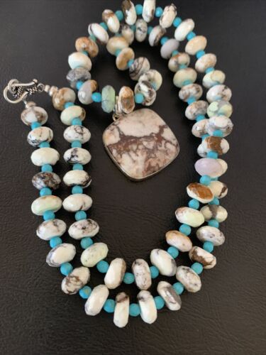 Men's Navajo Wild Horse Turquoise Pendant Necklace | Sterling Silver | Authentic Native American Handmade | 10265