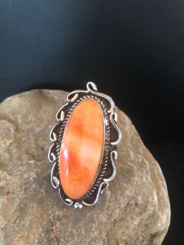 Men's Navajo Spiny Oyster Ring | Sterling Silver | Sz 8.5 | Authentic Native American Handmade | 8150