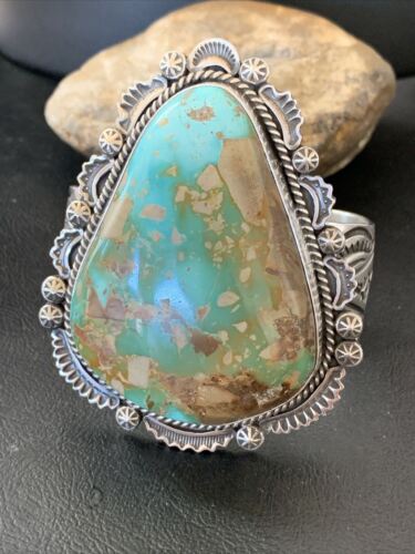 Native American Men's Royston Turquoise Cuff Bracelet | Navajo Sterling Silver | 1415