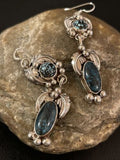 Navajo Spiderweb Turquoise Dangle Earrings | Sterling Silver | Authentic Native American Handmade | 1236