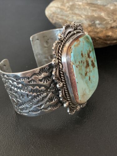 Native American Men's Navajo Royston Turquoise Cuff Bracelet | Sterling Silver | 1414