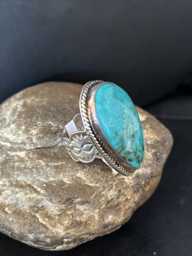 Sterling Silver Blue Kingman Turquoise Ring | Sz 9 | 00125