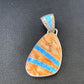 Men's Navajo Orange Spiny Oyster Blue Opal Inlay Pendant | Sterling Silver | Native American Handmade | 12487