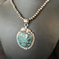 Men's Blue Spiderweb Turquoise Necklace Pendant | Navajo Sterling Silver | Authentic Native American Handmade | 14258
