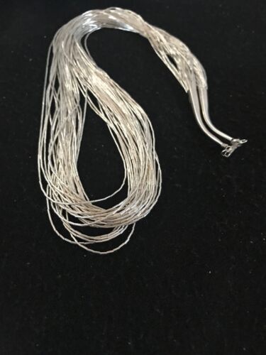 Native American Heishi Tubes Necklace | 30 Strands Liquid Sterling Silver | 23" | 8481