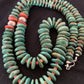 Authentic Native American Navajo Necklace | Sterling Silver | Green Turquoise & Spiny Oyster | 32" | 1670