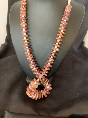 Navajo Purple Spiny Oyster & Pink Shell Graduated Necklace | Sterling Silver | Authentic Native American | 28" | 12254