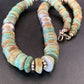 Navajo Pearls Green Turquoise Necklace | Sterling Silver | Authentic Native American | 21" | 12329