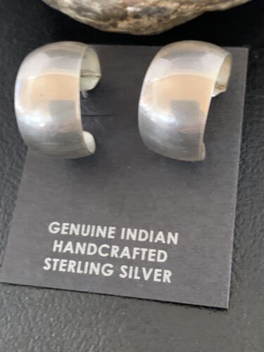Old Pawn Women's Sterling Silver Hoop Stud Earrings | 1" | 13007