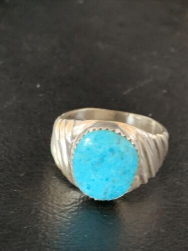 Southwestern Navajo Blue Kingman Turquoise Ring | Sterling Silver | Sz 11 | 14147