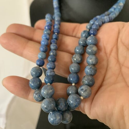 Native American Denim Lapis Bead Necklace | Sterling Silver | 21" | 1260
