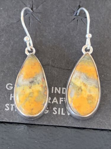 Native American Navajo Bumblebee Jasper Earrings Set | Sterling Silver | Handmade | 1564