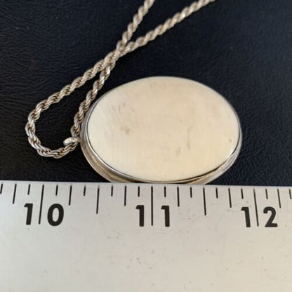 Men's Navajo Pearl White Buffalo Turquoise Pendant | Sterling Silver Necklace | Authentic Native American | 13741