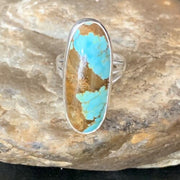 Native American Blue #8 Turquoise Navajo Ring | Sterling Silver | Sz 6.5 | 14032