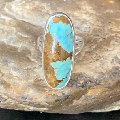 Native American Blue #8 Turquoise Navajo Ring | Sterling Silver | Sz 6.5 | 14032