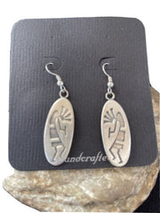 Handmade Sterling Silver Kokopelli Dangle Earrings | Authentic Native American Hopi Design | 01503