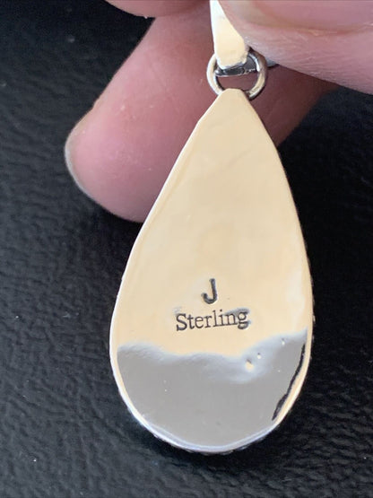 Navajo Blue Faux Opal Pendant | Sterling Silver | Authentic Native American Handmade | 1.50" | 01391